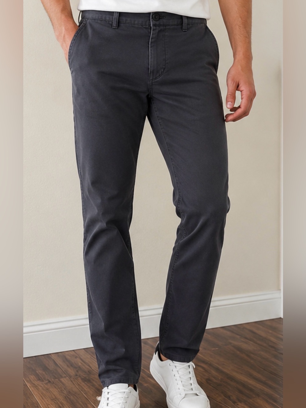 Theory Men's Charcoal Gray Straight Leg Chino Pants Premium Cotton Size 33